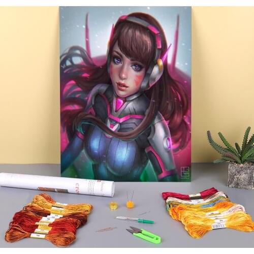 Cartoon Girl Woman Printed Canvas 11CT Cross-Stitch DIY Embroidery Complete Kit DMC Threads Knitting Handicraft Different