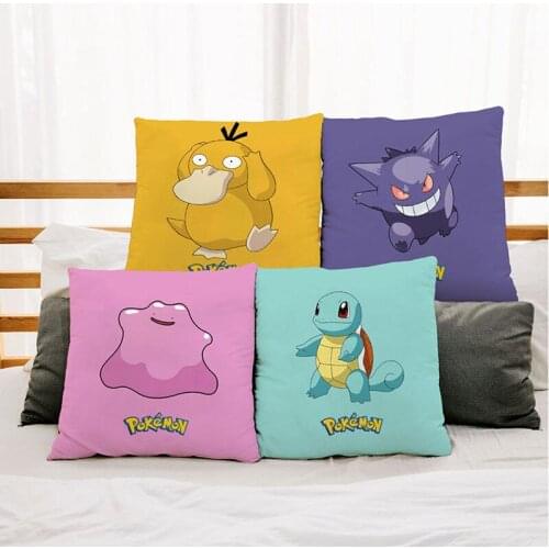 Cartoon Pokemon Cushion Cover 45x45cm Pikachu Psyduck Pillowcase Pillow Cases Sofa Car Home Plush Cover Gifts Toys