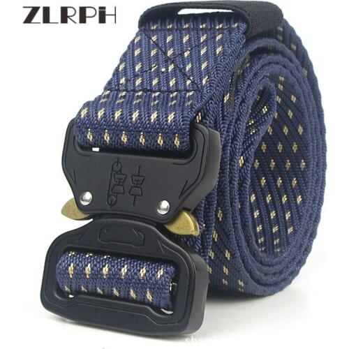 ZLRPH Stylish Solid Color Buckle Weave Nylon Belt Outdoor Movement Men Male Belts