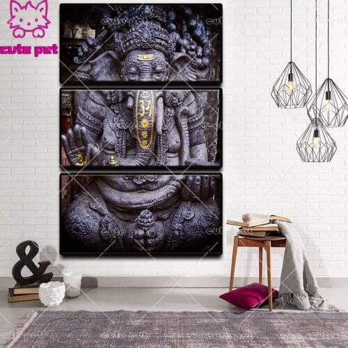 DIY diamond painting Religious India Elephant God Painting 5D rhinestone embroidery full drills Ganesha cross stitch Decor 3PCS
