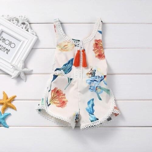 Newest Summer Baby Girl Piccolo Tunique Backless Strap Romper Lily Pattern