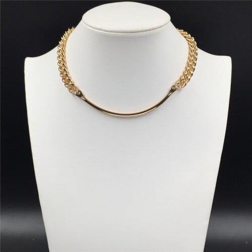 New Arrivals Gold Color Plating Round Curved Bar Choker Necklace For Women Chunky Gorgeous Bohemia Punk Jewelry Accessory