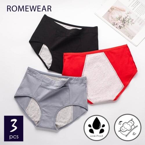 ROMEWEAR Organic Cotton Plus Size Menstrual Period Panties For Womens Incontinence Leakproof Underwear Female Briefs Lingerie