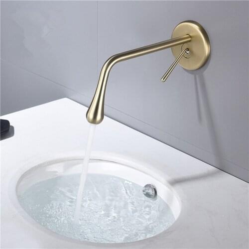 Bathroom Basin Faucet Brass Brushed Gold Sink Mixer Tap Hot & Cold Lavatory Crane Tap In-Wall Water Drop Faucet Rose Gold/Gold