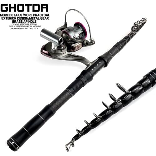 Spinning Fishing Rod with YO1000/3000/5000 Reel Set Olta 1.8-3.0m Portable Travel Carbon Fishing Rod Combo Fishing Pole