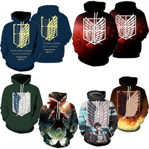 Attack On Titan Cosplay Hoodie Anime Periphery Printing Tops Long Sleeve Streetwear Harajuku Sweatshirt Leisure Fashion Clothing