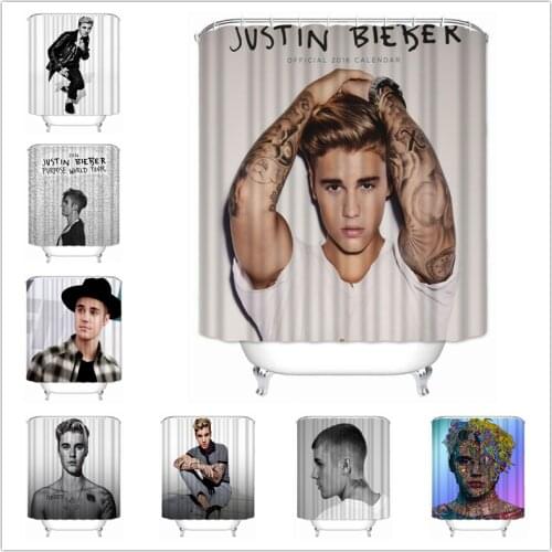 Musife Custom High Quality Justin Bieber Shower Curtain Waterproof Bathroom Polyester Fabric Bathroom Curtain