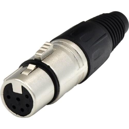 High quality 40pcs/lot NC6FX 6 Pin Pole XLR Female Audio Cable Connector Mic Microphone Silver