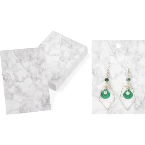 1Set WhiteSmoke Marble Pattern Carboard Jewelry Display Card Paper Tags with Cellophane Bag for Ear Stud Earring Bracelet Pack