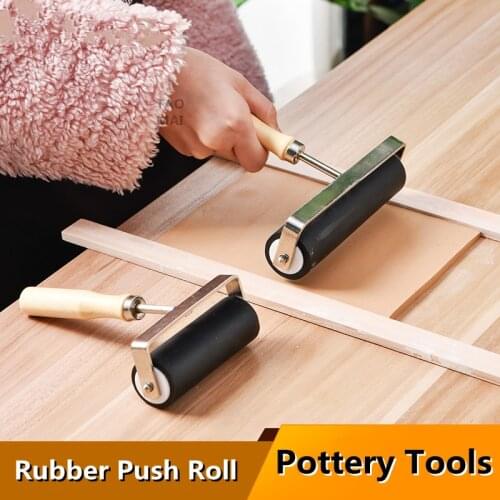 10/15cm Rubber Clay Rolling Wooden Handle Pushing Clay Plate Forming and Finishing Tool Roller Clay Polymer Roller Pottery Tools