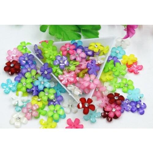 100pcs/lot flat back resin small size flowers mix colors DIY resin cabochons accessories 12mm