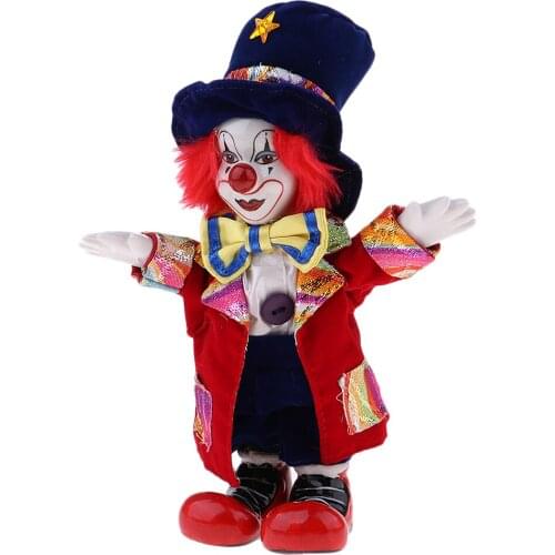 18cm Clown Porcelain Joker Doll Standing Doll Figure Jester Halloween Ornaments Home Table Desktop Decor Adults Collectible