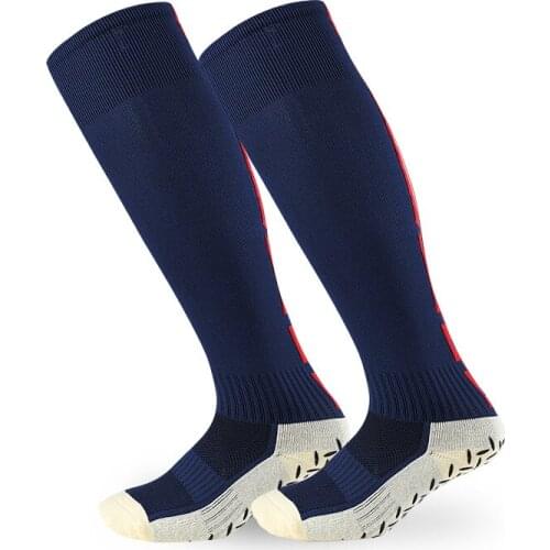 2Pairs Thicken Football Socks Men Women Non-slip Wear-resistant Long Tube Over The Knee Sports Socks Student Towel Bottom Blue