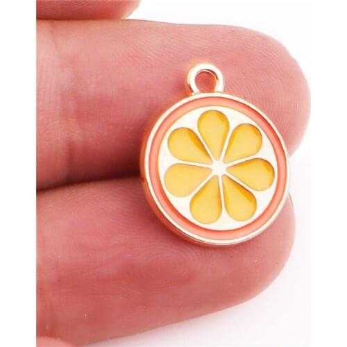 20PCS 18*15mm Gold Tone Alloy enamel round flower pendant charm Necklace Accessories Jewelry Findings Handmade DIY Bracelet