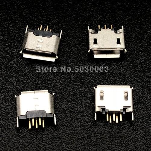 20pcs/lot MICRO 5P female socket 180 degree Mike 5pin USB socket Interface Connector Vertical DIP edge curl
