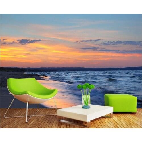 Custom photo 3d wallpaper Beautiful sunset beach scenery living room home decor 3d wall murals wallpaper for walls 3 d