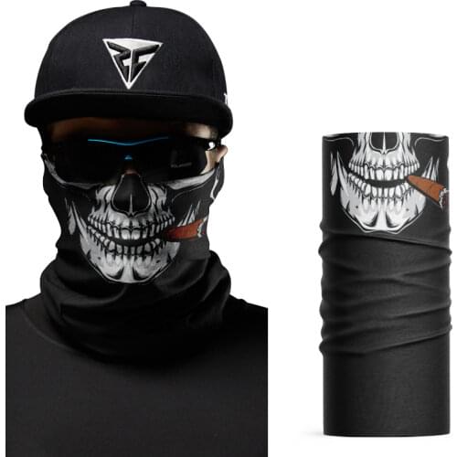 3D Skull Magic Ring Neck Scarf Headband Multifunctional Bandana Seamless Tubular Magic Face Scarf Gift for Baby Bicycle Headwear