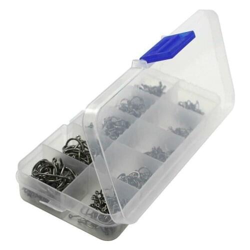 Bimoo 500pcs for Fishing Lure Spare Hook Single Fish Lure Hooks Inline Hook Big EyeMixed size Sharp High Carbon Steel