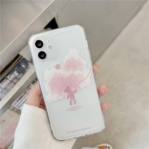 Retro kawaii Sunset glow dream bear art Japanese Phone Case For iPhone 11 12 Pro Max Xs Max XR Xs 7 8 Plus 7Plus case Cute Cover
