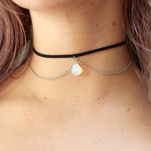 Black Choker/ Crystal Choker/ Crystal Necklace/ Chain Choker/ Healing Crystal/ Gifts for Her/ Choker