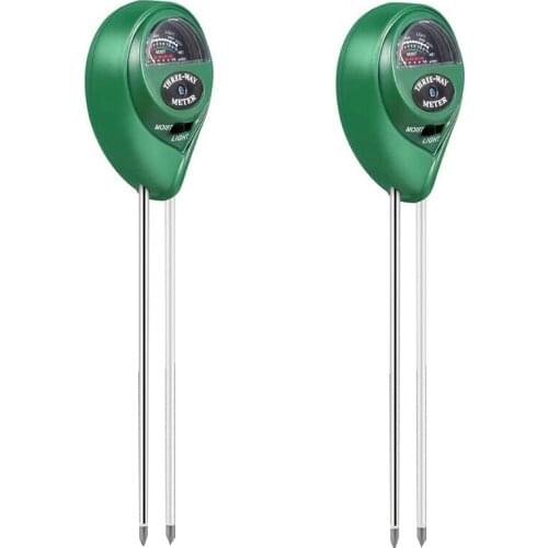 HLZS-2Pcs Soil PH Meter, Soil Moisture/Light/PH Tester Gardening Tool Kits for Plant Care, 3-In-1 Soil Test Kit (Green)