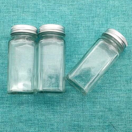 Kitchen Four Square Glass Jar Seasoning Jar Barbecue Seasoning Bottle Pepper Bottle Chicken Essence Condiment Dispenser