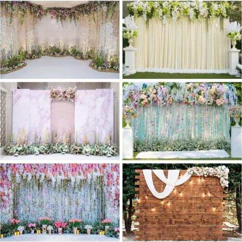 Laeacco Photography Backdrops Wedding Photo Backgrounds Floral Curtain Grass Wall Bridal Shower Photocall For Photo Studio Props