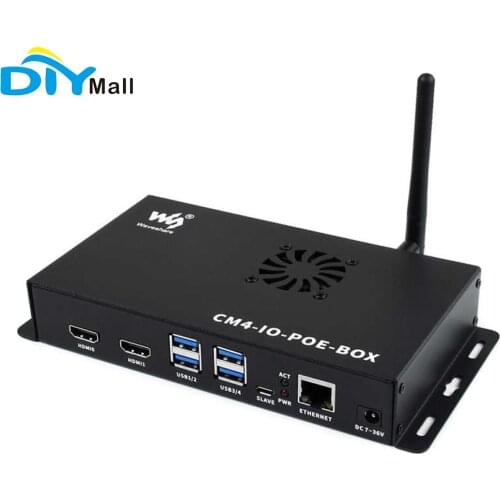 Waveshare PoE Mini-Computer Based On Raspberry Pi Compute Module 4 CM4(NOT Included) Metal Case With Cooling Fan