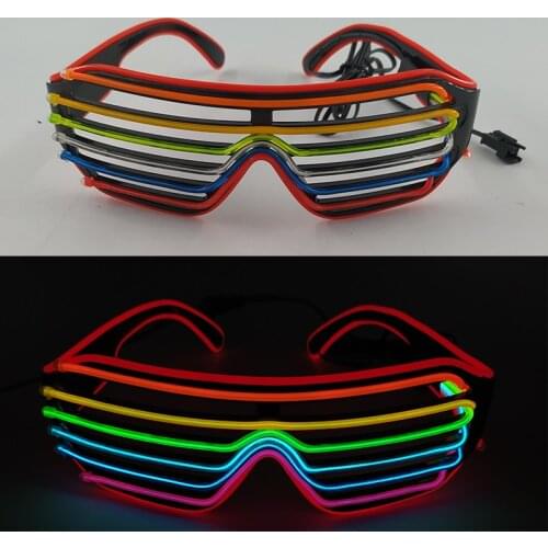 Multicolor EL Wire Shutter Shades Flashing Glow Sun Glasses For Music Festival DJ Dance Party Nightclub KTV