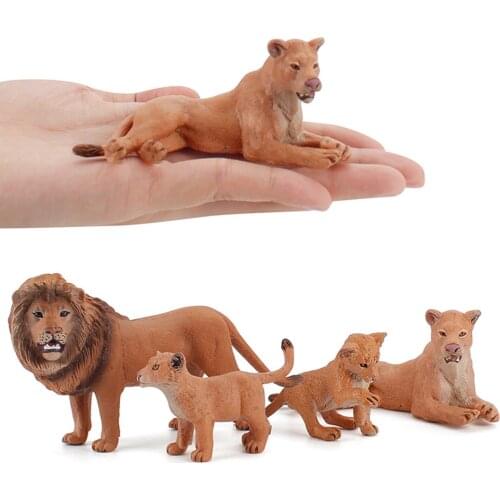 Li-on Simulation Lion Model Family Animal Doll Childrens Educational Toys Figurines Home Car Decoration Preschool Cognitive Toy