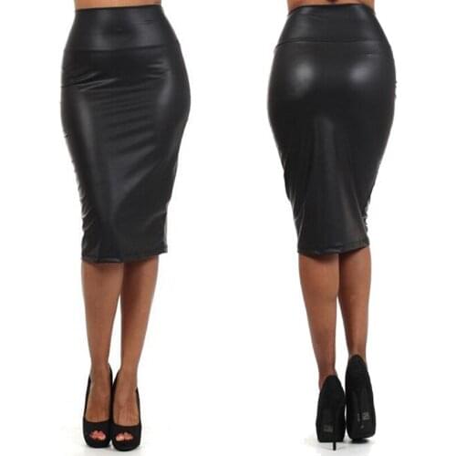 New Designer Fashion OL Skirts Faux Leather European And American Style High Waist Skirt WF-5192