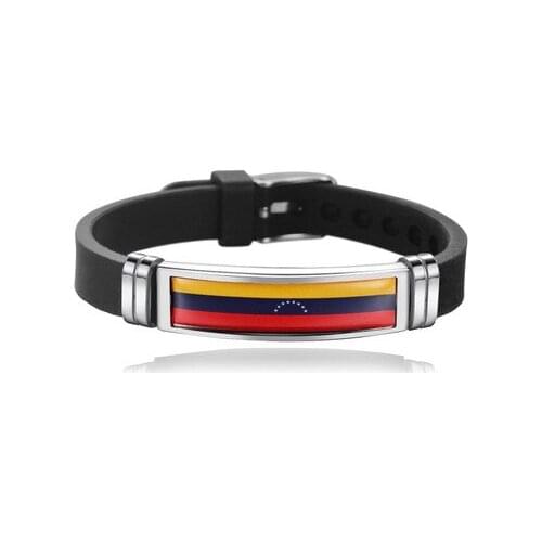 New Venezuela Flag Bangles Sporty Style Stainless Steel Silicone Venezuela Country Flag Bracelets Jewellery