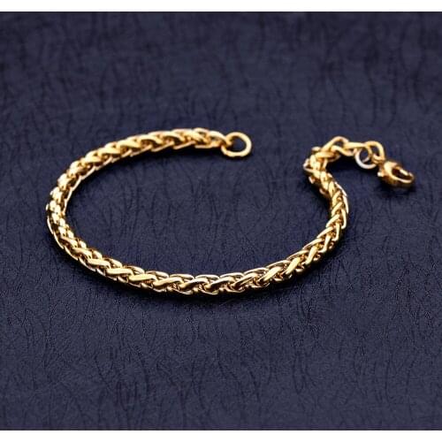 New Stainless Steel Plated Gold Keel Chain Bracelet Fashion Jewelry For Women and Men Wedding Birthday Party Gift /6MM
