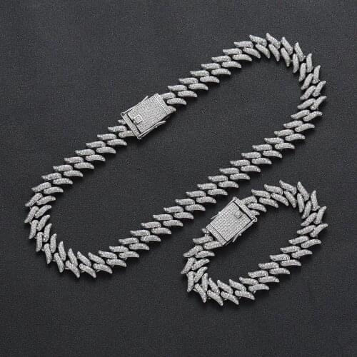 European and American Hip Hop Diamond 13mm Cuban Chain Full Diamond Mens Necklace Shiny CZ Rapper Trendy Boy Choker Jewelry