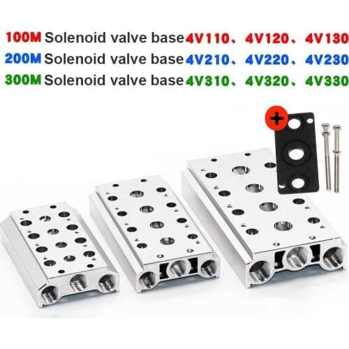 Pneumatic Solenoid Valves 4V110 4V210 4V310 Air Exhaust Manifold 100M 200M 300M Valve Plate Base Manifold With Accessories