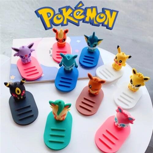 Pokemon Kawaii Mobile Phone Bracket Pikachu And Eevee Family Light And Portable Can Also Be Used As A Desktop Decoration