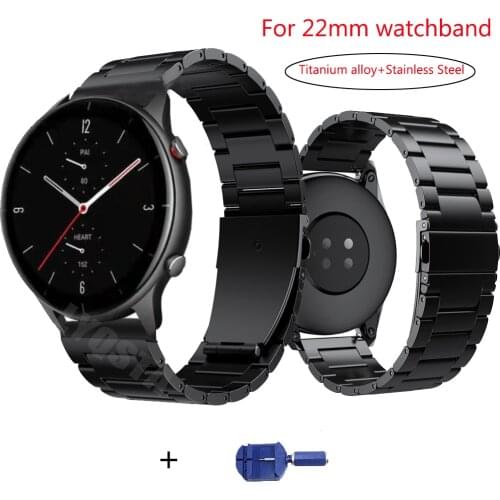 QuickFit Titanium alloy+Stainless Steel Watchband For Garmin Vivoactive 4/Forerunner 745 Bracelet Venu 2 Huami Amazfit GTR 47mm