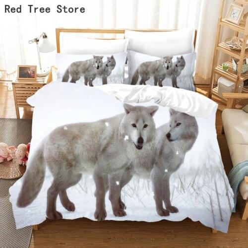 Wolf Pattern 3D Creative Print Duvet Cover Single Queen King Size Animal Luxury Bedding Set For Kids Child Adult Home Textiles