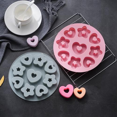 9 cells/heart-shaped donut silicone mold, five-pointed star cake chocolate mold, baking mold, childrens food supplement box
