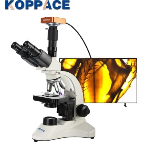 KOPPACE 40X-1600X HDMI HD Trinocular Biological Microscope can take Pictures Videos Compound Biological Electron Microscope