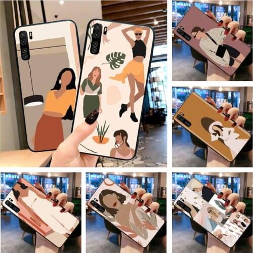 Vintage girl minimalist art Phone Case for Huawei P20 P30 P40 lite E Pro Mate 40 30 20 Pro P Smart 2020 P10