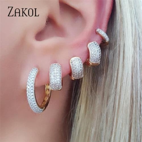ZAKOL Luxury Round AAA Cubic Zirconia Micro Inlay Big Circle Hoop Earrings For Fashion Women Wedding Party Jewelry EP3012