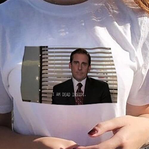 Harajuku Funny Women T-shirt I Am Dead Inside Quotes The Office Michael Scott Fashion Grunge Aesthetic Graphic Tees Shirt Femme