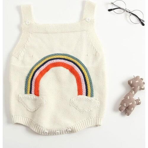 Newborn Baby Knitted Clothes Kids Rompers For Girl Rainbow Sleeve Infant Jumpsuit Baby Boy Cotton Fleece Romper