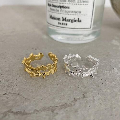 925 Sterling Silver Irregular Texture Ring Gift For Women Adjustable Female Designer Minimalist Accesories 2021 Fine Jewelry