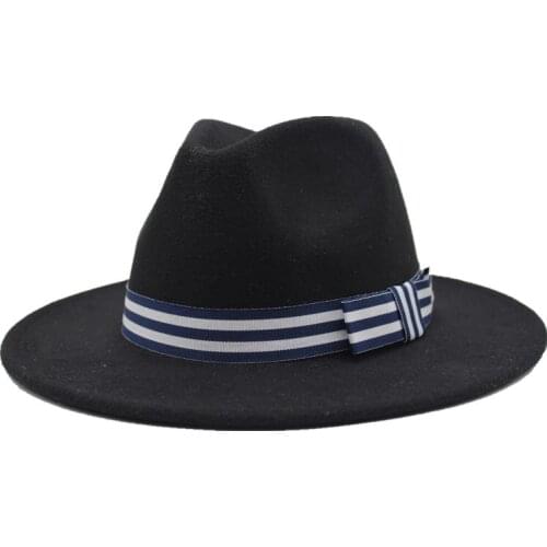 Winter Wool Fedora Hat for women Felt Cap Wide Brim Ladies Trilby Chapeu Feminino Hat Men Jazz Church Godfather Sombrero Caps