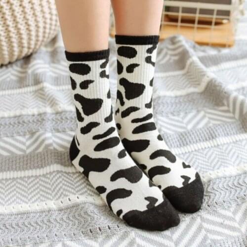 1pcs New 2021 Cow Printed Socks Lovely Cartoon Japanese Style Cotton Women Trend Winter Warm Socks Calcetines Cosplay Sock