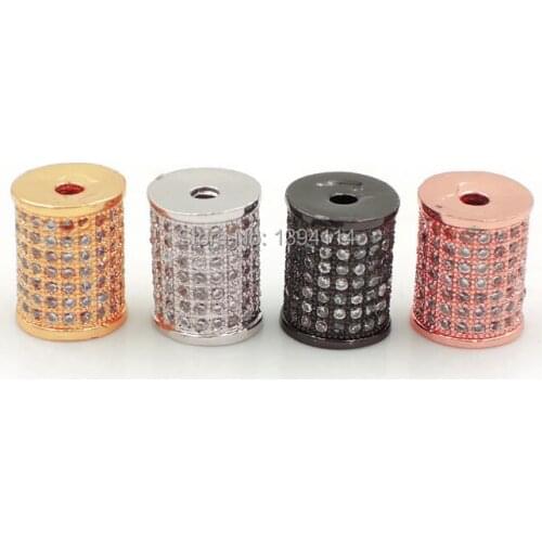 10*8*8mm Micro Pave Clear CZ Cylinder Beads Fit For Making DIY Bracelets Or Necklaces Jewelry