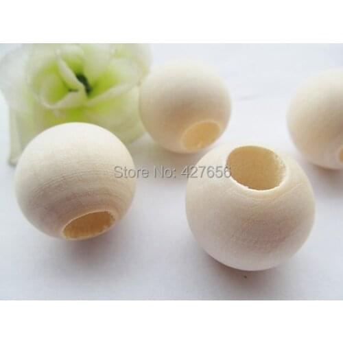 100pcs 25mm Unfinished Barrel Ball Natural Wood Spacer Beads Charm Finding,Middle Large Hole ,DIY Accessory Jewellry Making