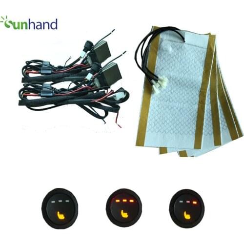 12V car carbon fiber seat heater kits, carbon fiber car seat heated pads /car heater car heater 2 seats/lot Round switch